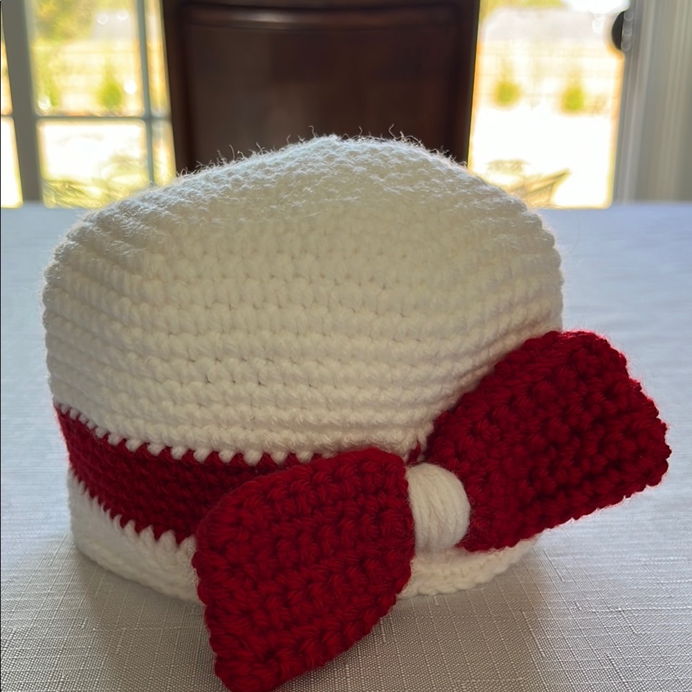 White and Red Crochet Hat